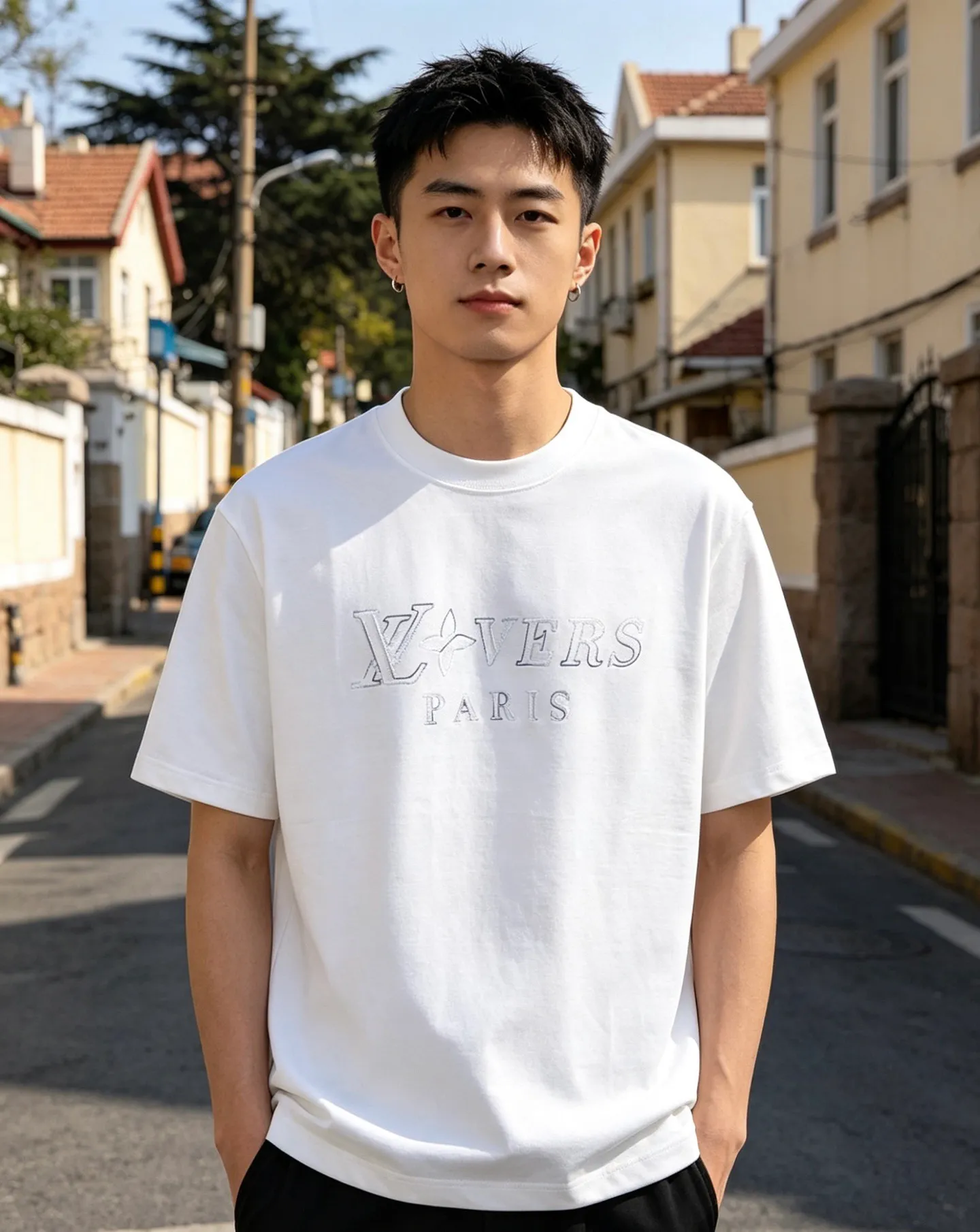Louis Vuitton/Louis Vuitton colorful logo embroidered short sleeves